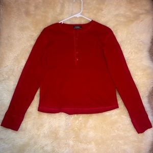 NWOT RALPH LAUREN SIZE LARGE WOMENS LONG SLEEVE RED BUTTON UP TOP WINTER SHIRT